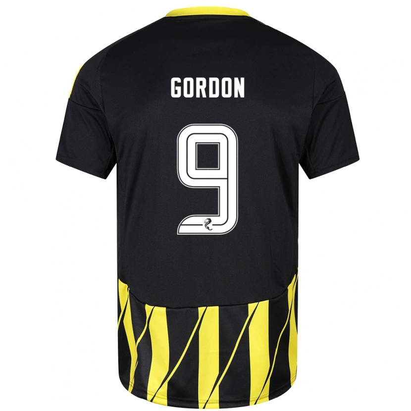 Danxen Enfant Maillot Lauren Gordon #9 Noir Jaune Tenues Extérieur 2024/25 T-Shirt