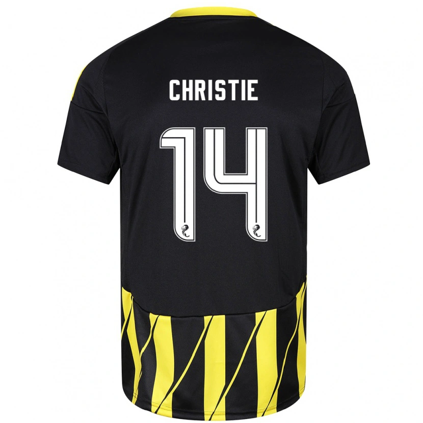 Danxen Enfant Maillot Mya Christie #14 Noir Jaune Tenues Extérieur 2024/25 T-Shirt