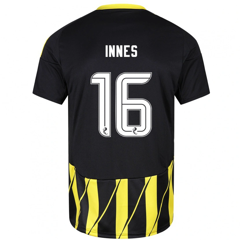 Danxen Enfant Maillot Hannah Innes #16 Noir Jaune Tenues Extérieur 2024/25 T-Shirt