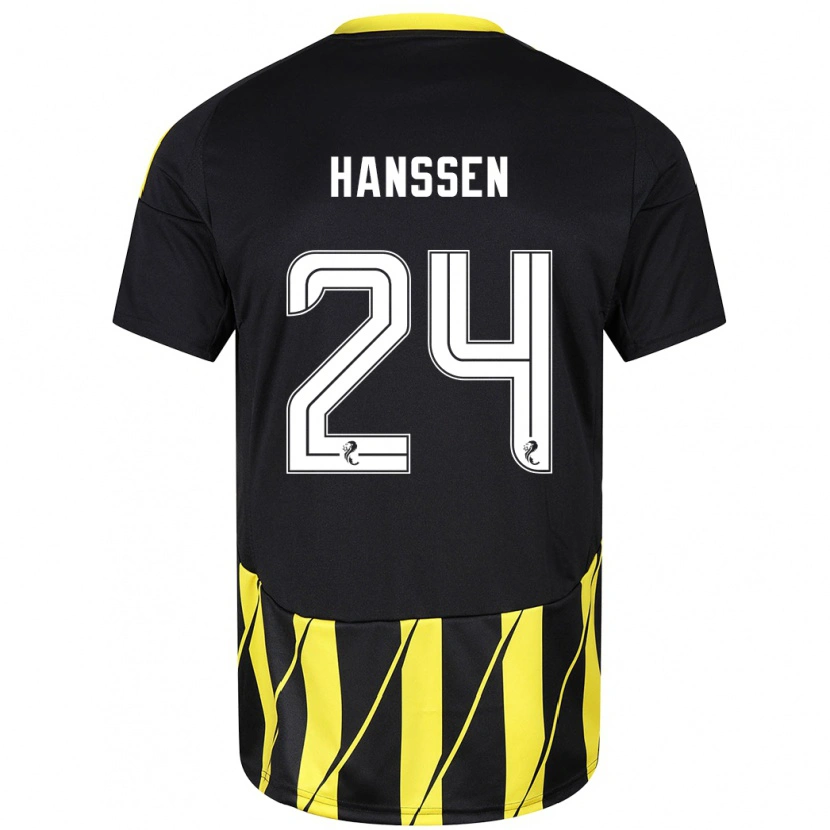 Danxen Enfant Maillot Nadine Hanssen #24 Noir Jaune Tenues Extérieur 2024/25 T-Shirt