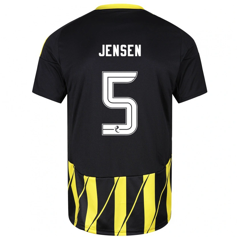 Danxen Enfant Maillot Richard Jensen #5 Noir Jaune Tenues Extérieur 2024/25 T-Shirt