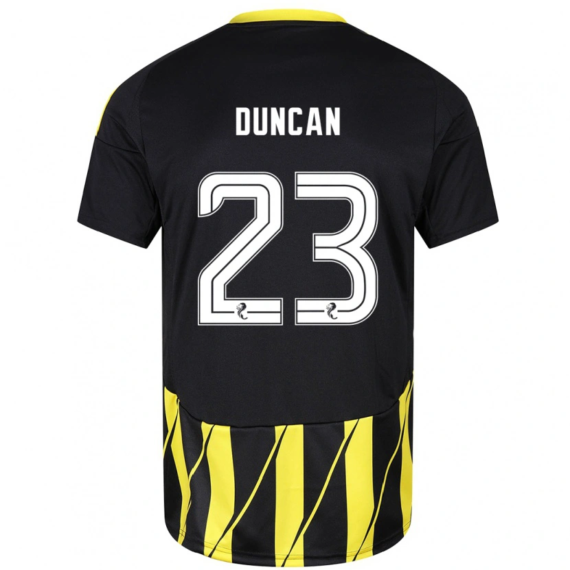 Danxen Enfant Maillot Ryan Duncan #23 Noir Jaune Tenues Extérieur 2024/25 T-Shirt