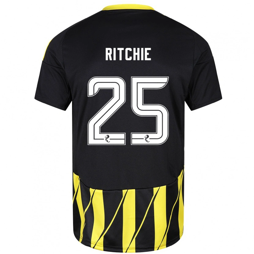 Danxen Enfant Maillot Tom Ritchie #25 Noir Jaune Tenues Extérieur 2024/25 T-Shirt