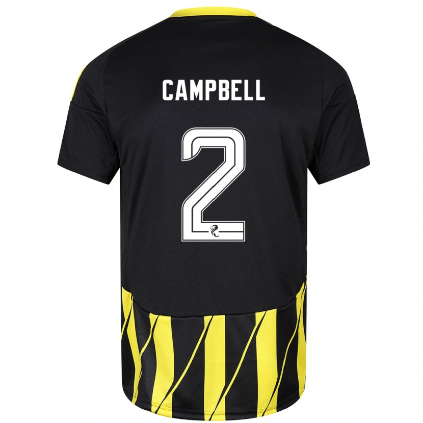 Danxen Enfant Maillot Loren Campbell #2 Noir Jaune Tenues Extérieur 2024/25 T-Shirt