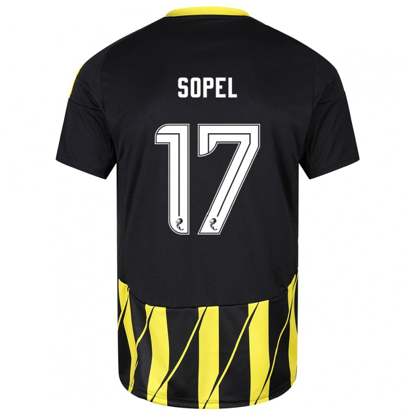 Danxen Enfant Maillot Nadia Sopel #17 Noir Jaune Tenues Extérieur 2024/25 T-Shirt