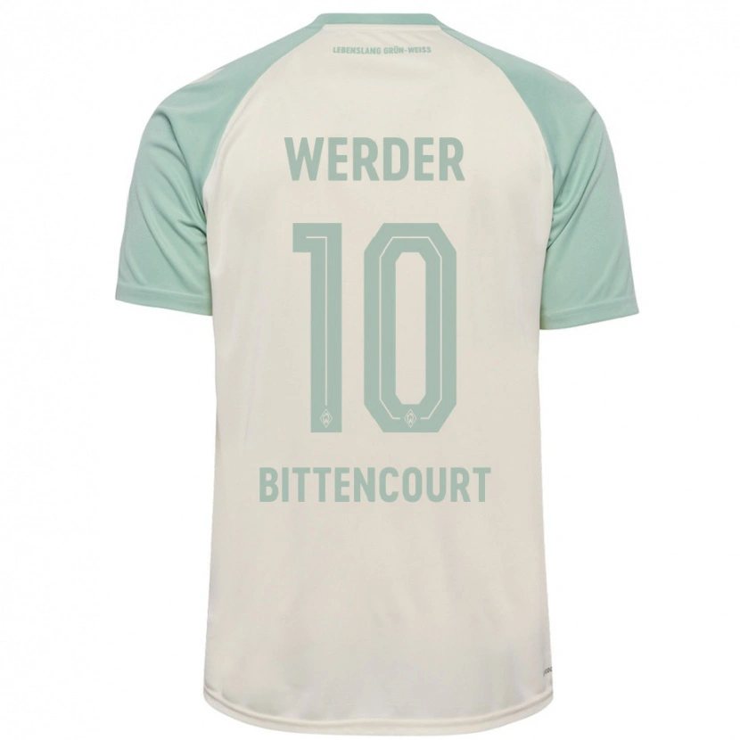 Danxen Enfant Maillot Leonardo Bittencourt #10 Blanc Cassé Vert Clair Tenues Extérieur 2024/25 T-Shirt