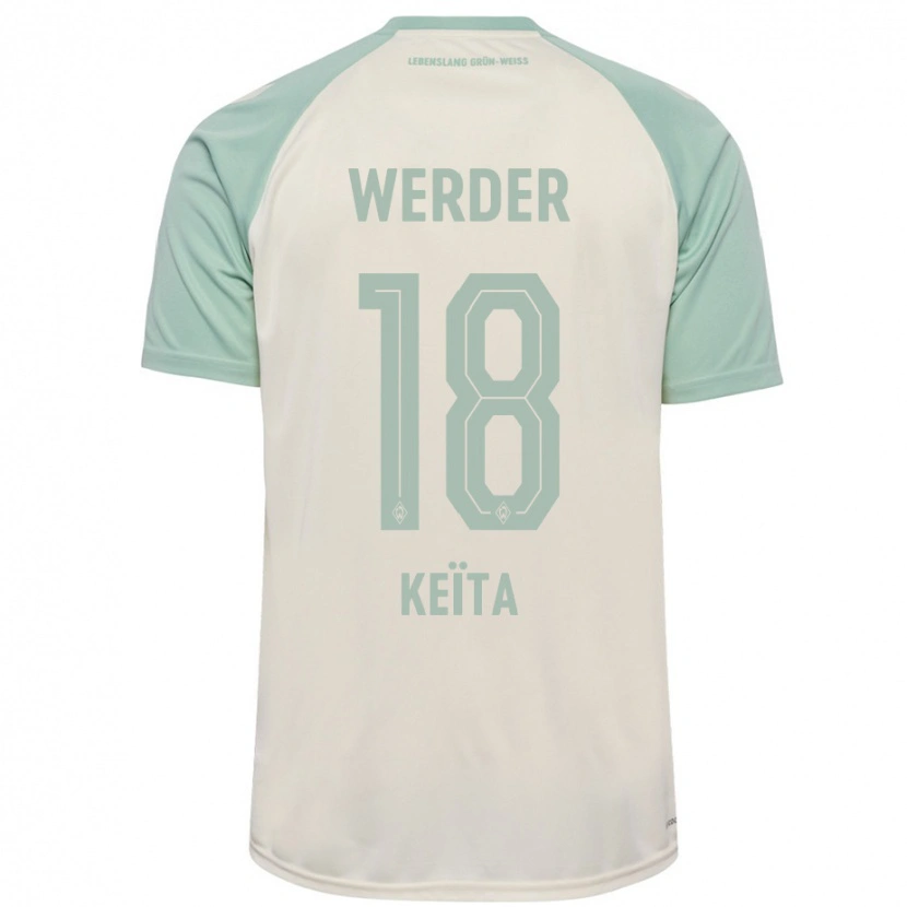 Danxen Enfant Maillot Naby Keïta #18 Blanc Cassé Vert Clair Tenues Extérieur 2024/25 T-Shirt