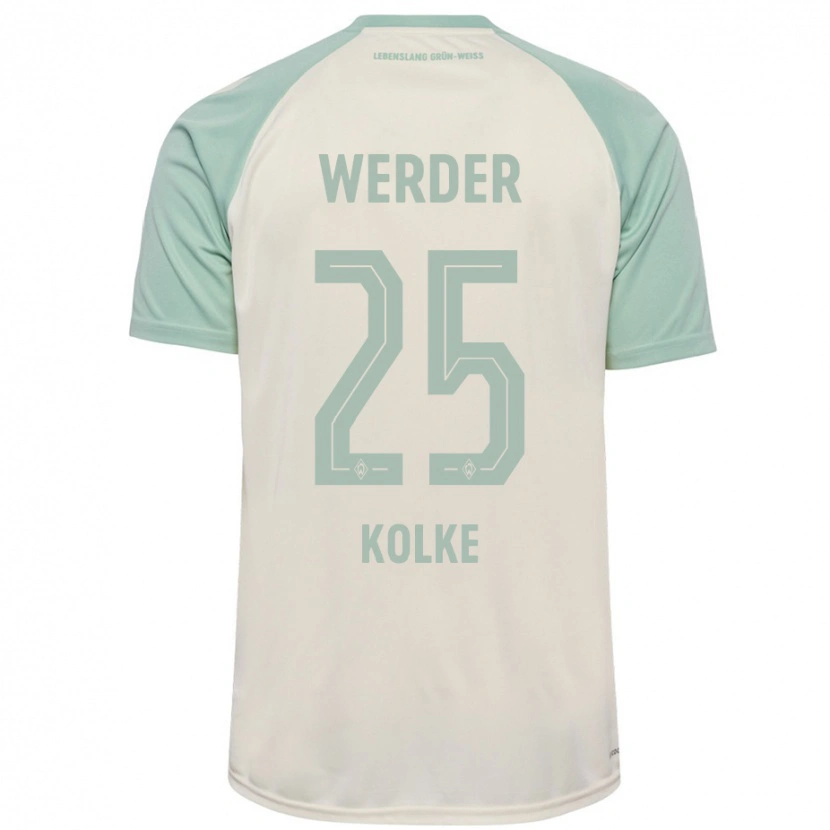 Danxen Enfant Maillot Markus Kolke #25 Blanc Cassé Vert Clair Tenues Extérieur 2024/25 T-Shirt