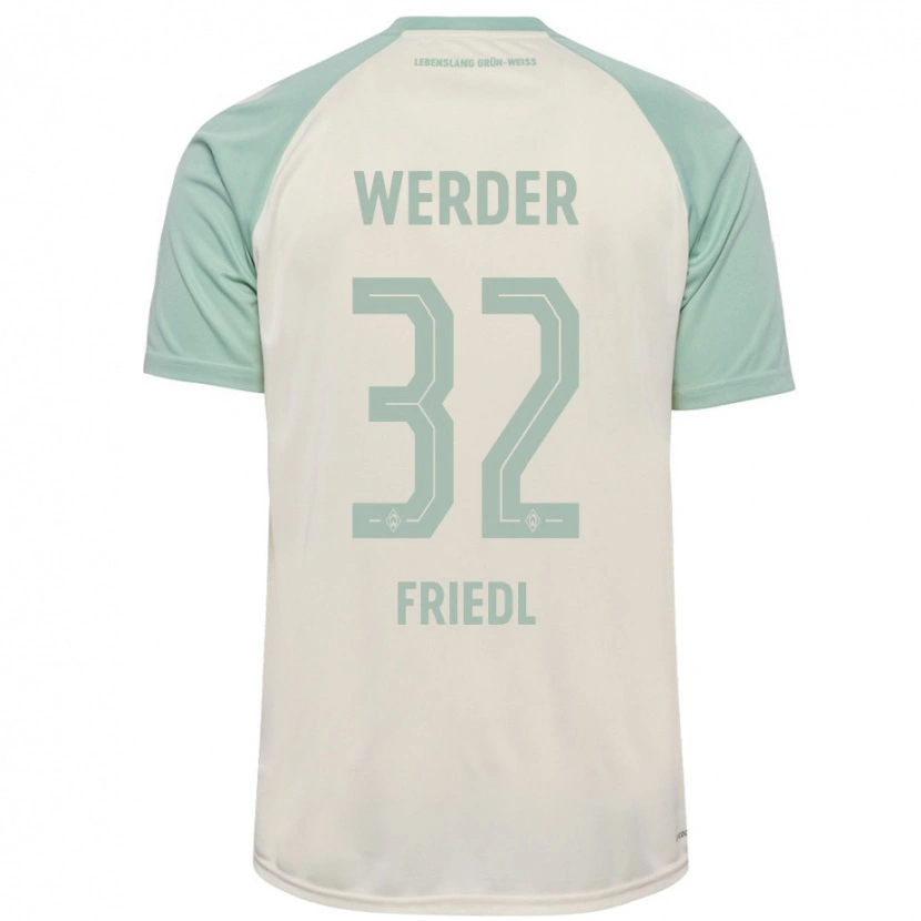 Danxen Enfant Maillot Marco Friedl #32 Blanc Cassé Vert Clair Tenues Extérieur 2024/25 T-Shirt