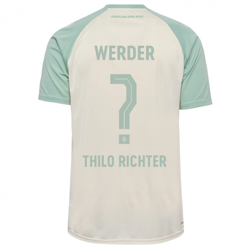 Danxen Enfant Maillot Jasper Thilo Richter #0 Blanc Cassé Vert Clair Tenues Extérieur 2024/25 T-Shirt