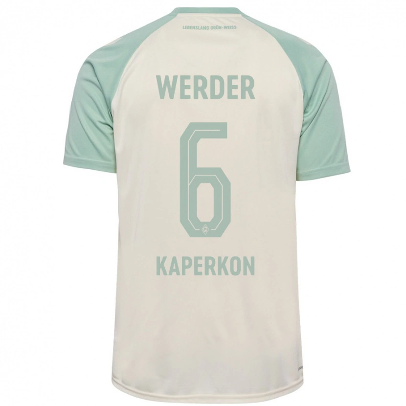 Danxen Enfant Maillot Tom Kaperkon #6 Blanc Cassé Vert Clair Tenues Extérieur 2024/25 T-Shirt