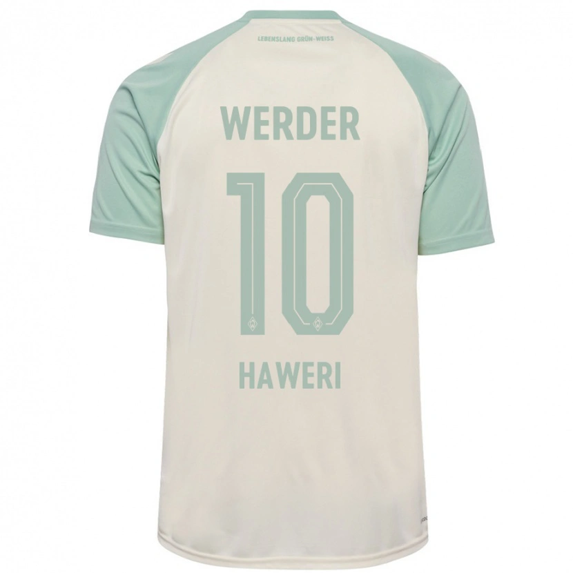 Danxen Enfant Maillot Adrian Haweri #10 Blanc Cassé Vert Clair Tenues Extérieur 2024/25 T-Shirt