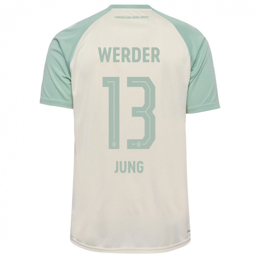 Danxen Enfant Maillot Seong-Hyeon Jung #13 Blanc Cassé Vert Clair Tenues Extérieur 2024/25 T-Shirt