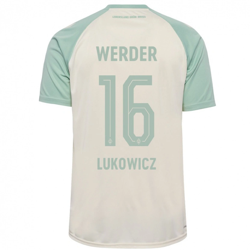 Danxen Enfant Maillot Maik Lukowicz #16 Blanc Cassé Vert Clair Tenues Extérieur 2024/25 T-Shirt