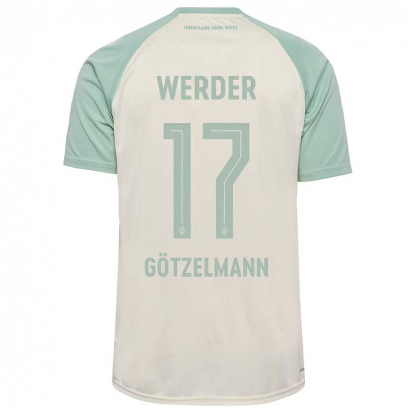 Danxen Enfant Maillot Patrick Götzelmann #17 Blanc Cassé Vert Clair Tenues Extérieur 2024/25 T-Shirt