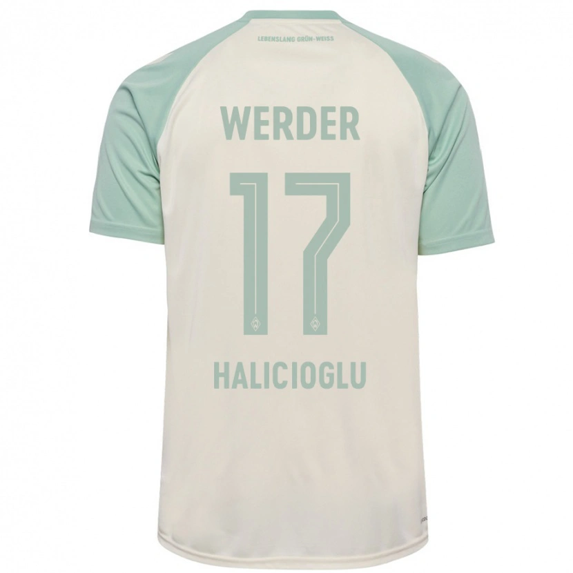 Danxen Enfant Maillot Arda Halicioglu #17 Blanc Cassé Vert Clair Tenues Extérieur 2024/25 T-Shirt