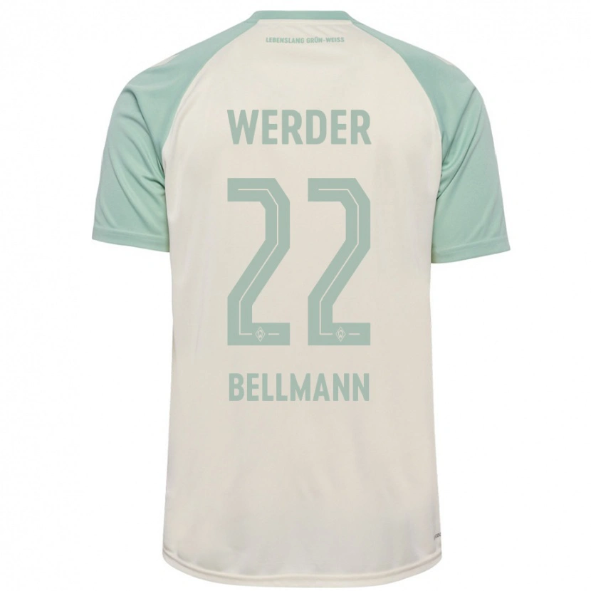 Danxen Enfant Maillot Paul Bellmann #22 Blanc Cassé Vert Clair Tenues Extérieur 2024/25 T-Shirt