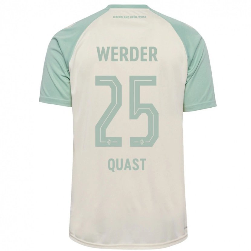 Danxen Enfant Maillot Sönke Quast #25 Blanc Cassé Vert Clair Tenues Extérieur 2024/25 T-Shirt