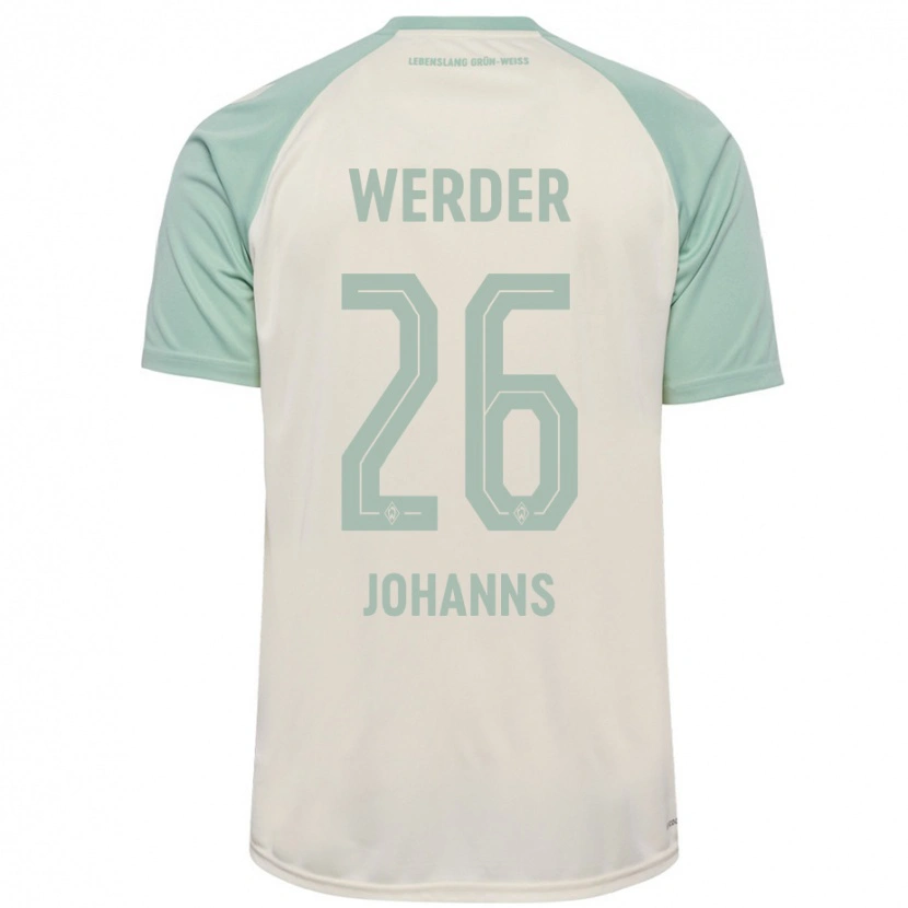 Danxen Enfant Maillot Lennart Johanns #26 Blanc Cassé Vert Clair Tenues Extérieur 2024/25 T-Shirt