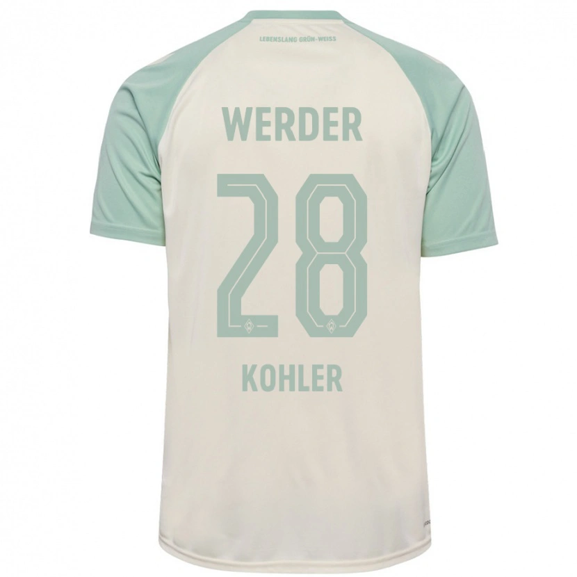 Danxen Enfant Maillot Ethan Kohler #28 Blanc Cassé Vert Clair Tenues Extérieur 2024/25 T-Shirt