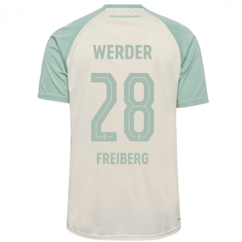 Danxen Enfant Maillot Piet Freiberg #28 Blanc Cassé Vert Clair Tenues Extérieur 2024/25 T-Shirt