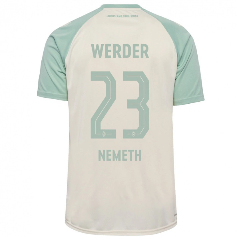 Danxen Enfant Maillot Hanna Németh #23 Blanc Cassé Vert Clair Tenues Extérieur 2024/25 T-Shirt