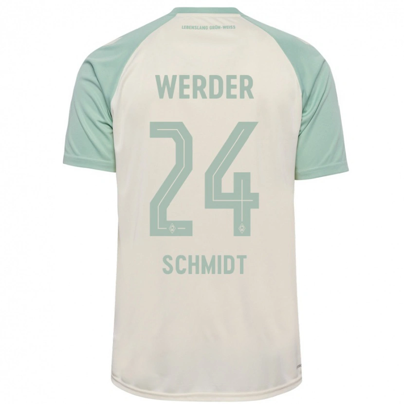 Danxen Enfant Maillot Lara Schmidt #24 Blanc Cassé Vert Clair Tenues Extérieur 2024/25 T-Shirt