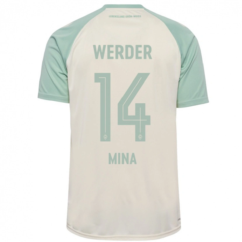 Danxen Enfant Maillot Johan Mina #14 Blanc Cassé Vert Clair Tenues Extérieur 2024/25 T-Shirt