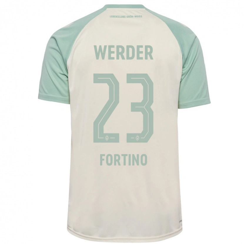 Danxen Enfant Maillot Pierro Miguel Fortino #23 Blanc Cassé Vert Clair Tenues Extérieur 2024/25 T-Shirt