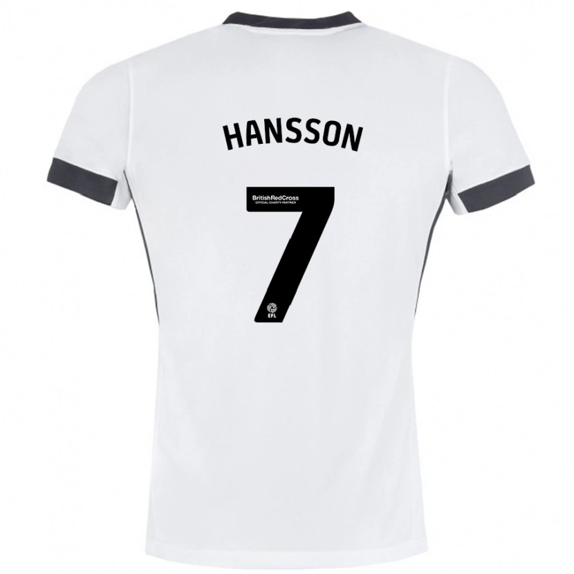 Danxen Enfant Maillot Emil Hansson #7 Blanc Noir Tenues Extérieur 2024/25 T-Shirt