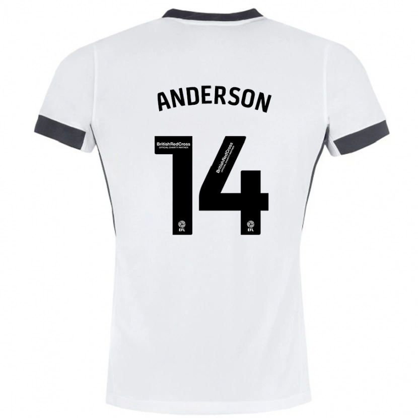 Danxen Enfant Maillot Keshi Anderson #14 Blanc Noir Tenues Extérieur 2024/25 T-Shirt