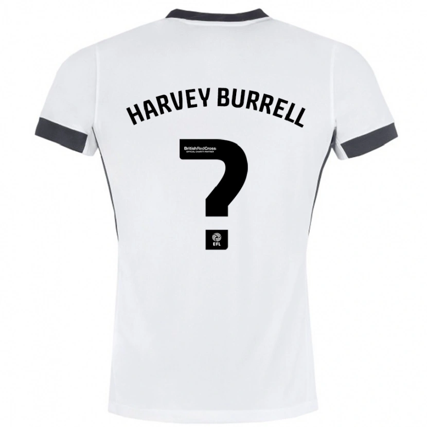 Danxen Enfant Maillot William Harvey Burrell #0 Blanc Noir Tenues Extérieur 2024/25 T-Shirt