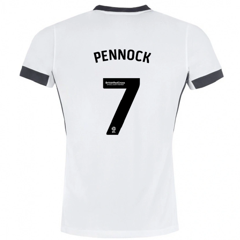 Danxen Enfant Maillot Jade Pennock #7 Blanc Noir Tenues Extérieur 2024/25 T-Shirt