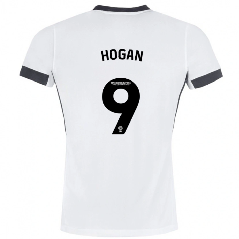 Danxen Enfant Maillot Scott Hogan #9 Blanc Noir Tenues Extérieur 2024/25 T-Shirt