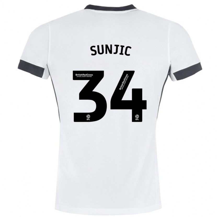 Danxen Enfant Maillot Ivan Sunjic #34 Blanc Noir Tenues Extérieur 2024/25 T-Shirt