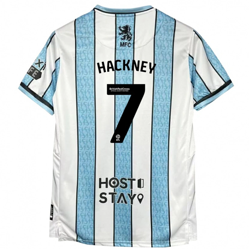 Danxen Enfant Maillot Hayden Hackney #7 Blanc Bleu Tenues Extérieur 2024/25 T-Shirt