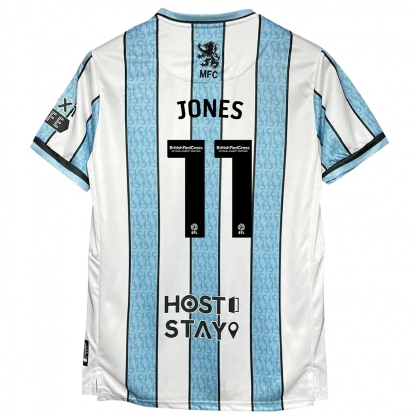 Danxen Enfant Maillot Isaiah Jones #11 Blanc Bleu Tenues Extérieur 2024/25 T-Shirt