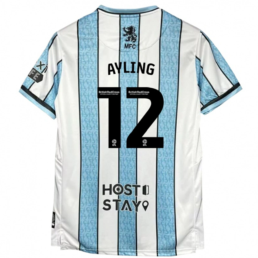 Danxen Enfant Maillot Luke Ayling #12 Blanc Bleu Tenues Extérieur 2024/25 T-Shirt