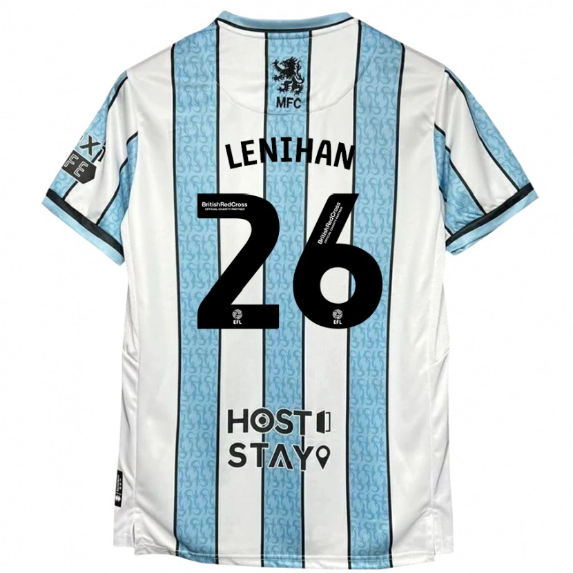 Danxen Enfant Maillot Darragh Lenihan #26 Blanc Bleu Tenues Extérieur 2024/25 T-Shirt