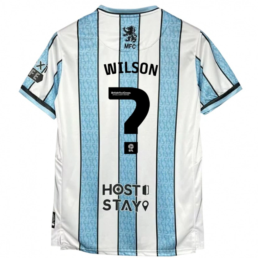 Danxen Enfant Maillot James Wilson #0 Blanc Bleu Tenues Extérieur 2024/25 T-Shirt