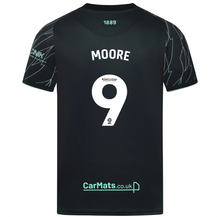 Danxen Enfant Maillot Kieffer Moore #9 Noir Vert Tenues Extérieur 2024/25 T-Shirt