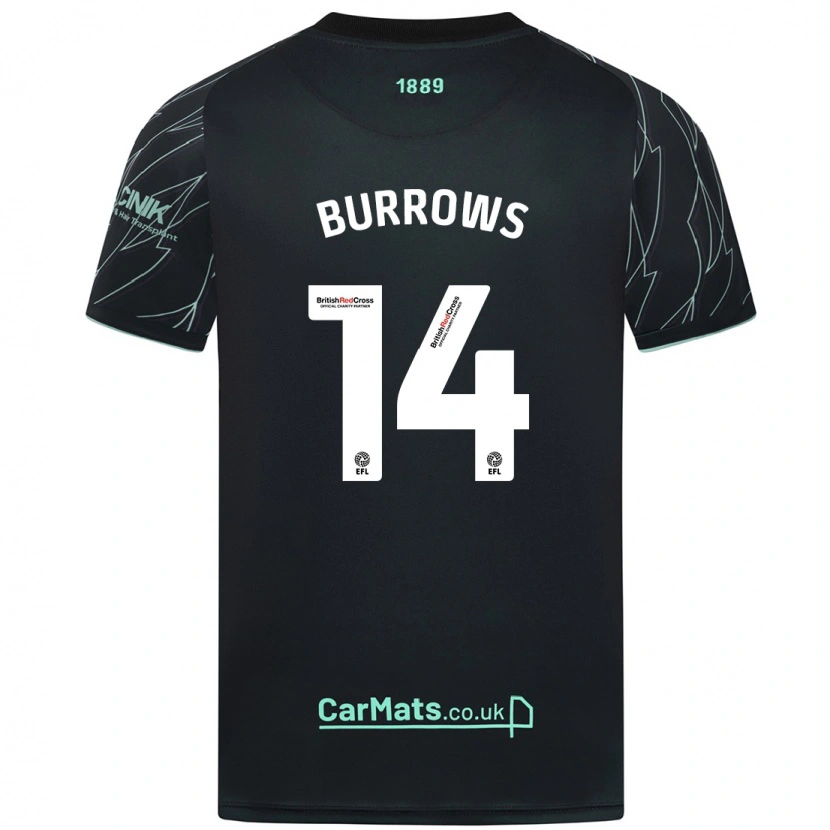 Danxen Enfant Maillot Harrison Burrows #14 Noir Vert Tenues Extérieur 2024/25 T-Shirt