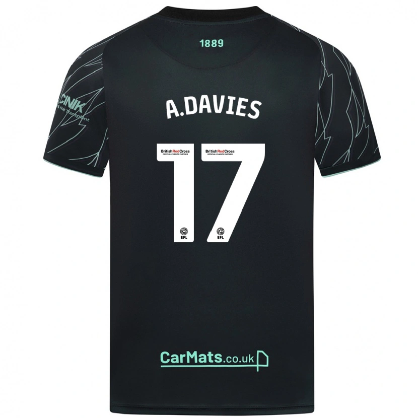 Danxen Enfant Maillot Adam Davies #17 Noir Vert Tenues Extérieur 2024/25 T-Shirt