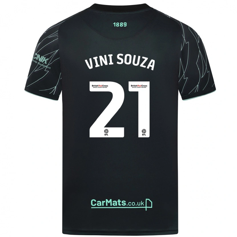 Danxen Enfant Maillot Vini Souza #21 Noir Vert Tenues Extérieur 2024/25 T-Shirt