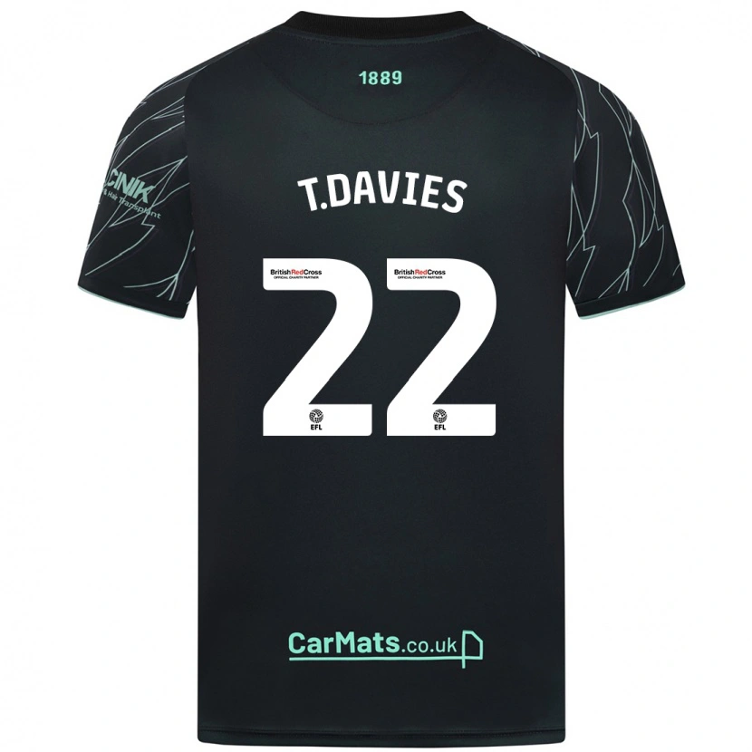 Danxen Enfant Maillot Tom Davies #22 Noir Vert Tenues Extérieur 2024/25 T-Shirt