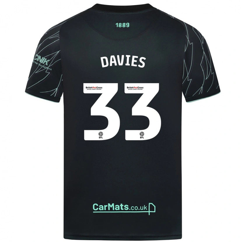 Danxen Enfant Maillot Bethan Davies #33 Noir Vert Tenues Extérieur 2024/25 T-Shirt