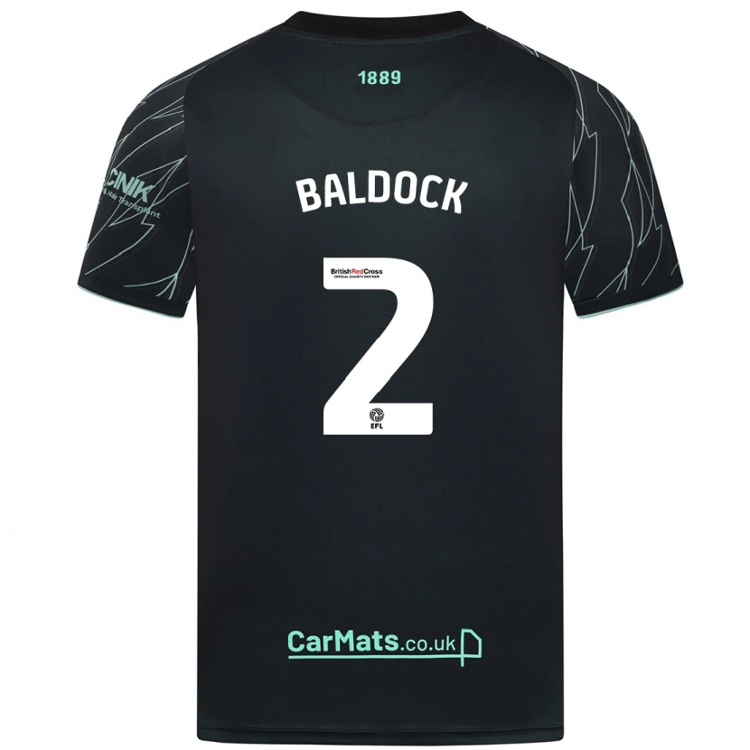 Danxen Enfant Maillot George Baldock #2 Noir Vert Tenues Extérieur 2024/25 T-Shirt