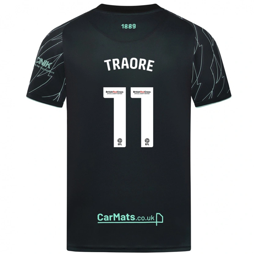 Danxen Enfant Maillot Bénie Traoré #11 Noir Vert Tenues Extérieur 2024/25 T-Shirt