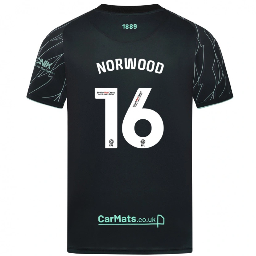 Danxen Enfant Maillot Oliver Norwood #16 Noir Vert Tenues Extérieur 2024/25 T-Shirt