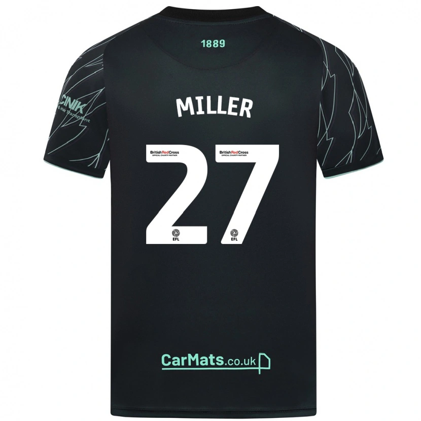 Danxen Enfant Maillot Lara Miller #27 Noir Vert Tenues Extérieur 2024/25 T-Shirt